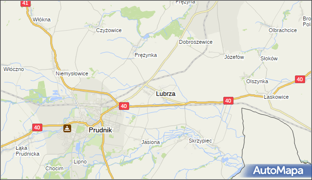 mapa Lubrza powiat prudnicki, Lubrza powiat prudnicki na mapie Targeo