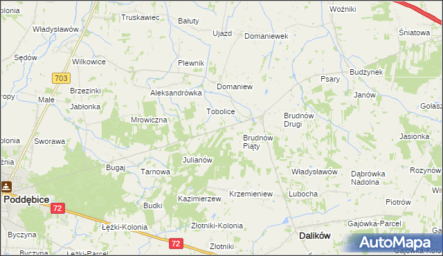 mapa Marysin gmina Dalików, Marysin gmina Dalików na mapie Targeo