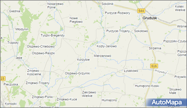 mapa Mierzanowo, Mierzanowo na mapie Targeo