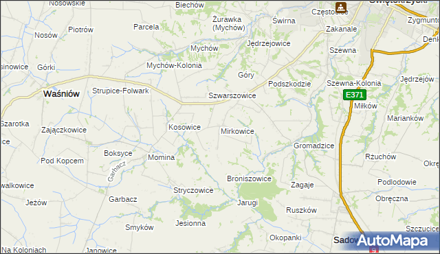 mapa Mirkowice gmina Bodzechów, Mirkowice gmina Bodzechów na mapie Targeo