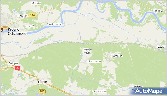 mapa Mokry Młyn, Mokry Młyn na mapie Targeo