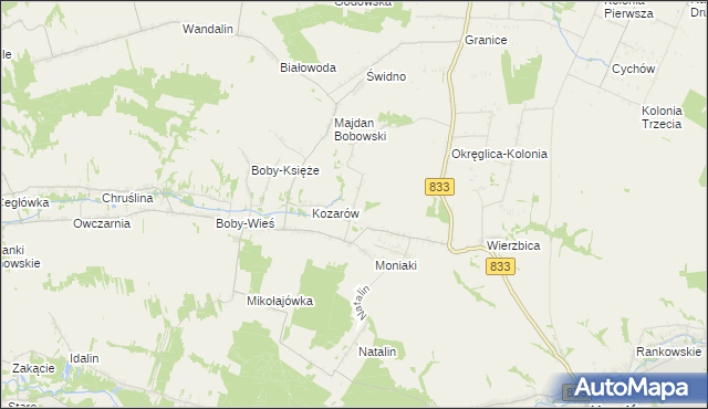 mapa Moniaki-Kolonia, Moniaki-Kolonia na mapie Targeo