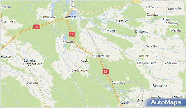 mapa Niedźwiedź gmina Ostrzeszów, Niedźwiedź gmina Ostrzeszów na mapie Targeo