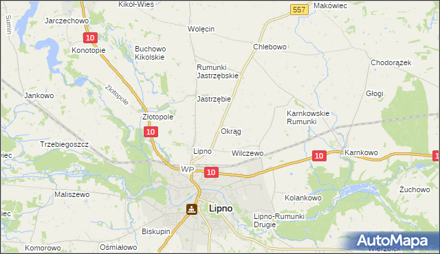 mapa Okrąg, Okrąg na mapie Targeo