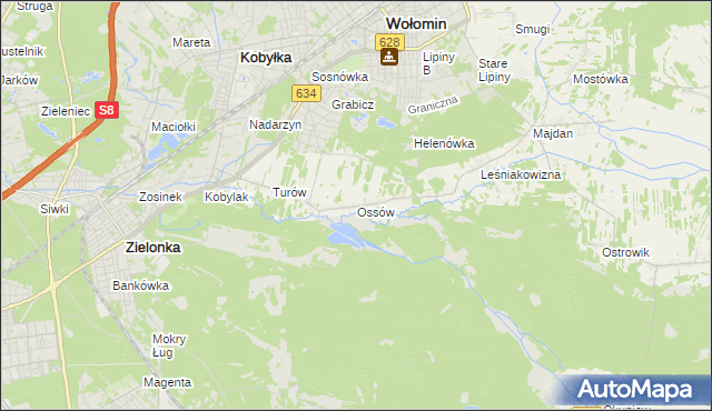 mapa Ossów, Ossów na mapie Targeo