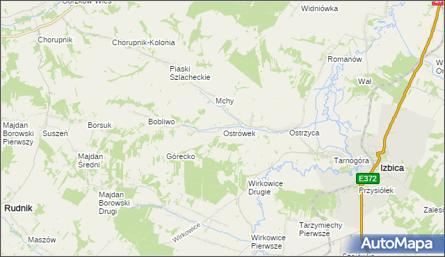 mapa Ostrówek gmina Izbica, Ostrówek gmina Izbica na mapie Targeo