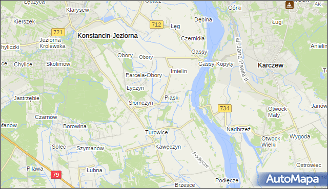 mapa Piaski gmina Konstancin-Jeziorna, Piaski gmina Konstancin-Jeziorna na mapie Targeo