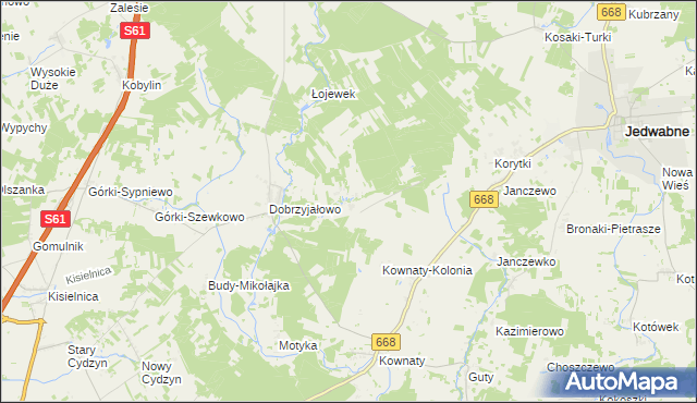 mapa Pieńki Borowe, Pieńki Borowe na mapie Targeo