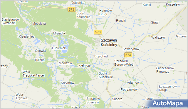 mapa Przychód gmina Szczawin Kościelny, Przychód gmina Szczawin Kościelny na mapie Targeo