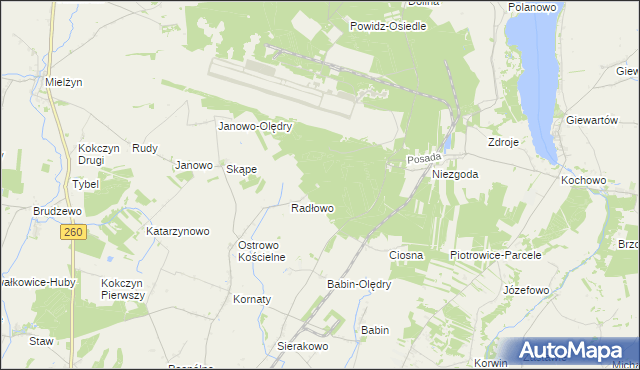 mapa Radłowo Leśne, Radłowo Leśne na mapie Targeo