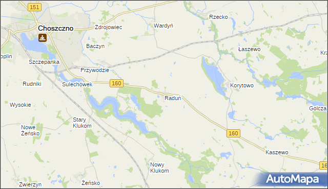 mapa Raduń gmina Choszczno, Raduń gmina Choszczno na mapie Targeo