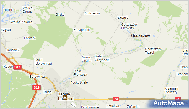 mapa Rataj Ordynacki, Rataj Ordynacki na mapie Targeo