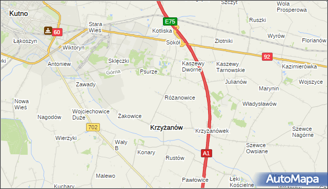 mapa Różanowice, Różanowice na mapie Targeo