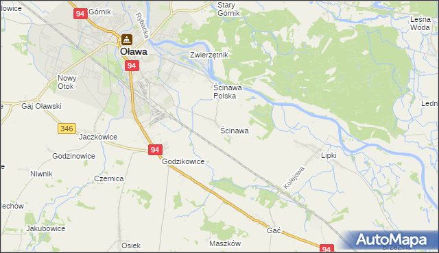 mapa Ścinawa gmina Oława, Ścinawa gmina Oława na mapie Targeo