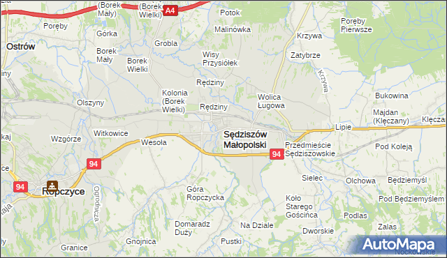 mapa Sędziszów Małopolski, Sędziszów Małopolski na mapie Targeo