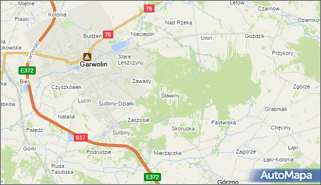 mapa Sławiny, Sławiny na mapie Targeo