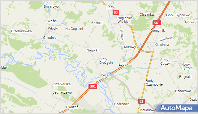 mapa Stary Drożęcin, Stary Drożęcin na mapie Targeo