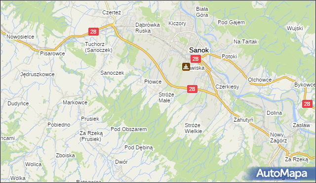 mapa Stróże Małe, Stróże Małe na mapie Targeo