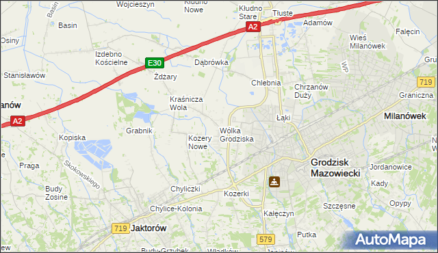 mapa Wólka Grodziska gmina Grodzisk Mazowiecki, Wólka Grodziska gmina Grodzisk Mazowiecki na mapie Targeo