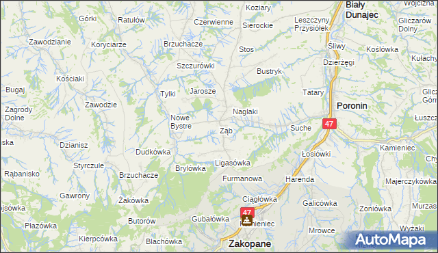 mapa Ząb, Ząb na mapie Targeo