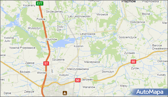 mapa Zakrzewska Wola gmina Grójec, Zakrzewska Wola gmina Grójec na mapie Targeo