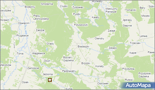 mapa Biadaszki gmina Galewice, Biadaszki gmina Galewice na mapie Targeo