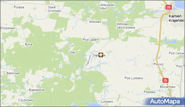 mapa Dąbrowa gmina Kamień Krajeński, Dąbrowa gmina Kamień Krajeński na mapie Targeo