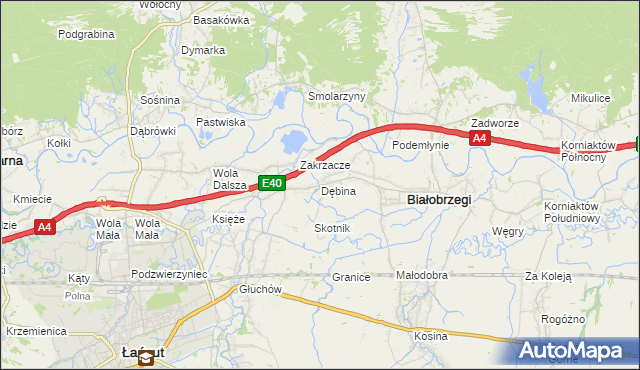 mapa Dębina gmina Białobrzegi, Dębina gmina Białobrzegi na mapie Targeo