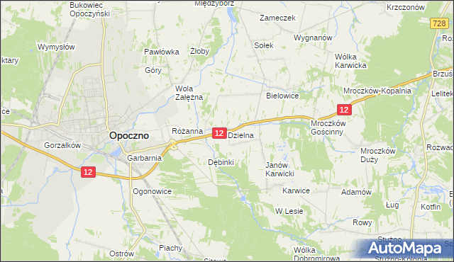 mapa Dzielna gmina Opoczno, Dzielna gmina Opoczno na mapie Targeo