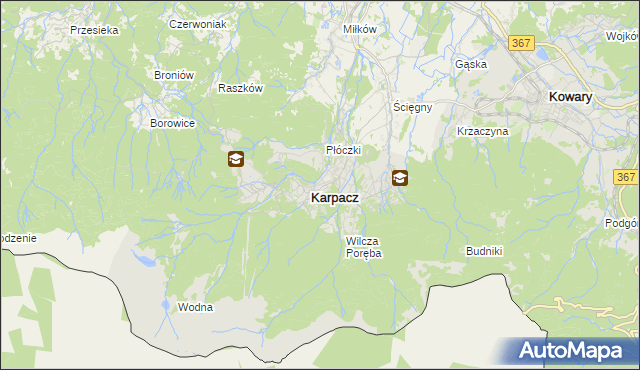 mapa Karpacz, Karpacz na mapie Targeo