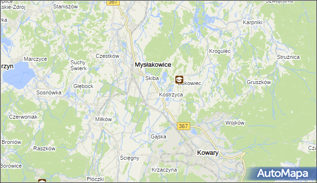 mapa Kostrzyca, Kostrzyca na mapie Targeo