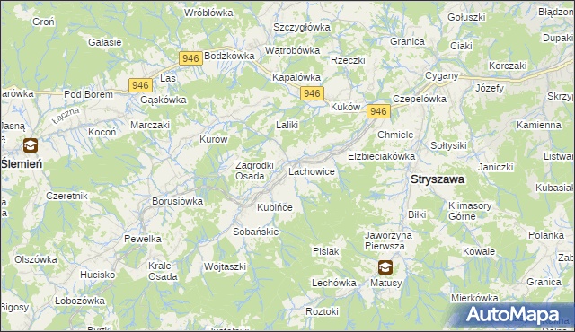 mapa Lachowice, Lachowice na mapie Targeo