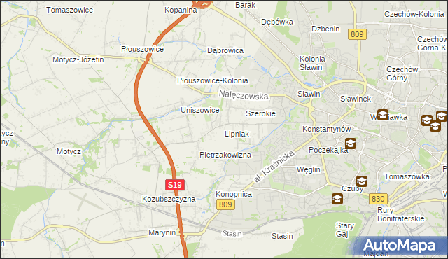 mapa Lipniak gmina Konopnica, Lipniak gmina Konopnica na mapie Targeo