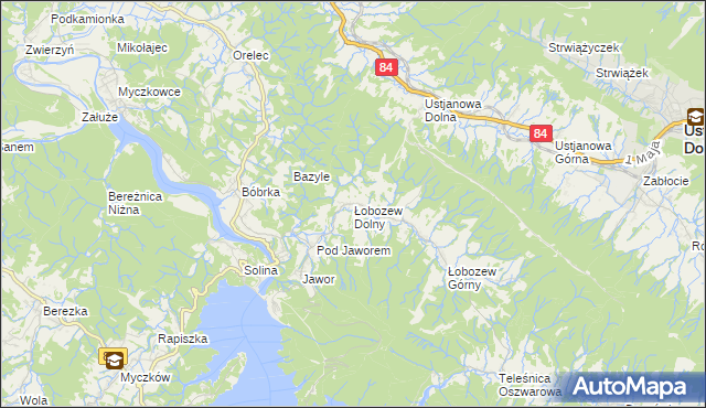 mapa Łobozew Dolny, Łobozew Dolny na mapie Targeo