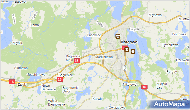 mapa Marcinkowo gmina Mrągowo, Marcinkowo gmina Mrągowo na mapie Targeo