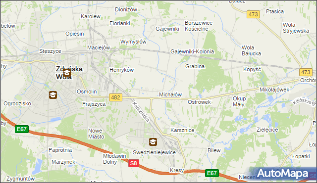 mapa Michałów gmina Zduńska Wola, Michałów gmina Zduńska Wola na mapie Targeo