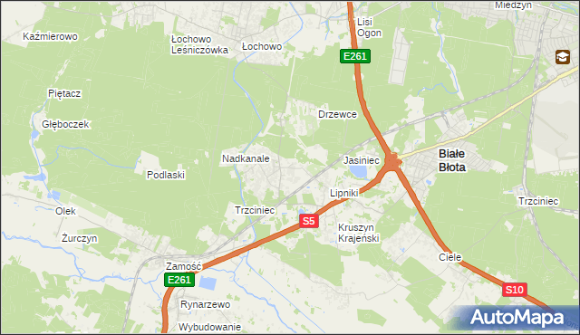 mapa Murowaniec gmina Białe Błota, Murowaniec gmina Białe Błota na mapie Targeo