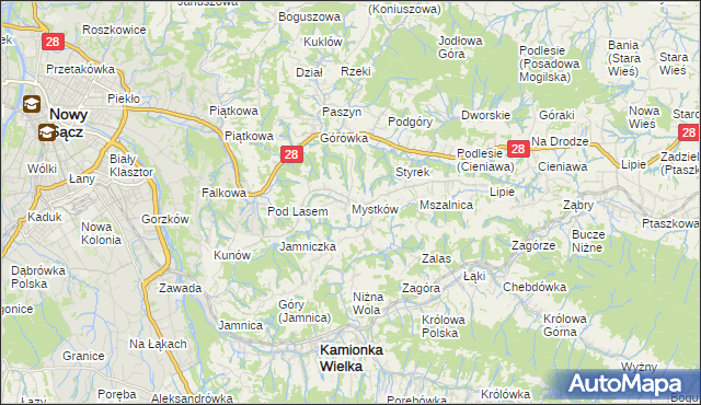 mapa Mystków, Mystków na mapie Targeo