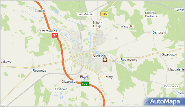 mapa Nidzica, Nidzica na mapie Targeo