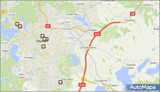 mapa Ostrzeszewo, Ostrzeszewo na mapie Targeo