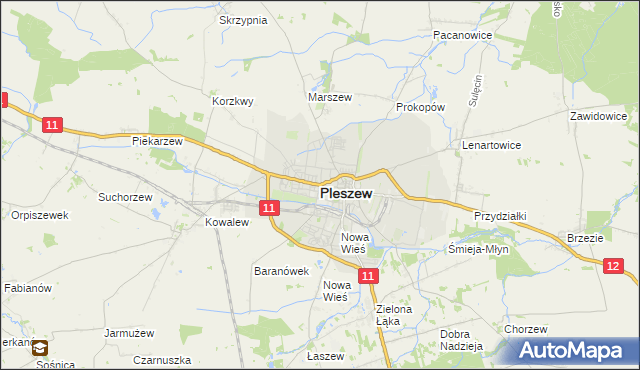 mapa Pleszew, Pleszew na mapie Targeo