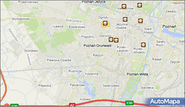 mapa Raszyn gmina Poznań, Raszyn gmina Poznań na mapie Targeo