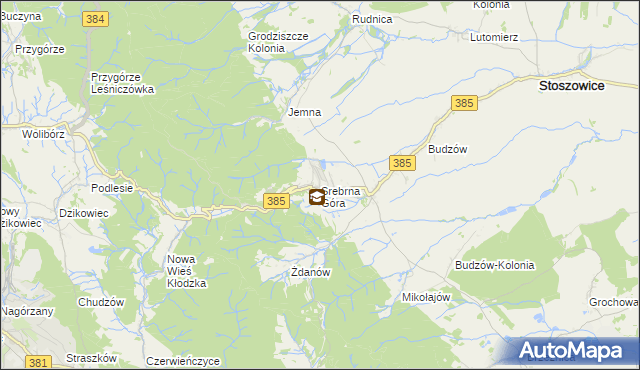 mapa Srebrna Góra gmina Stoszowice, Srebrna Góra gmina Stoszowice na mapie Targeo