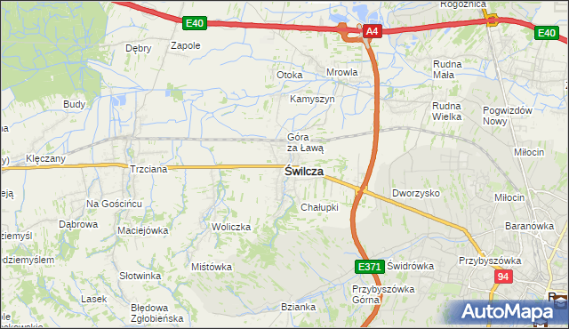 mapa Świlcza, Świlcza na mapie Targeo