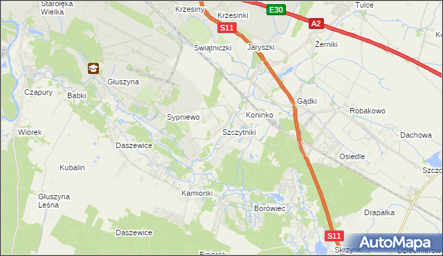 mapa Szczytniki gmina Kórnik, Szczytniki gmina Kórnik na mapie Targeo