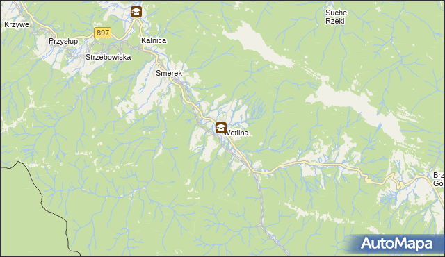 mapa Wetlina, Wetlina na mapie Targeo