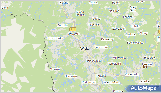 mapa Wisła, Wisła na mapie Targeo