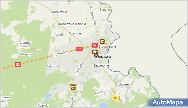 mapa Włodawa, Włodawa na mapie Targeo