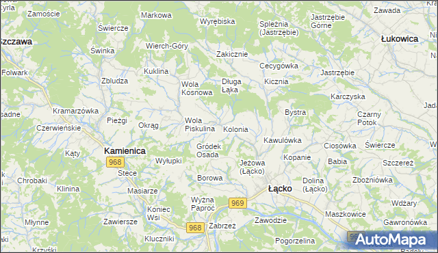 mapa Zagorzyn gmina Łącko, Zagorzyn gmina Łącko na mapie Targeo