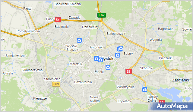 mapa Białegostoku, Białystok na mapie Targeo